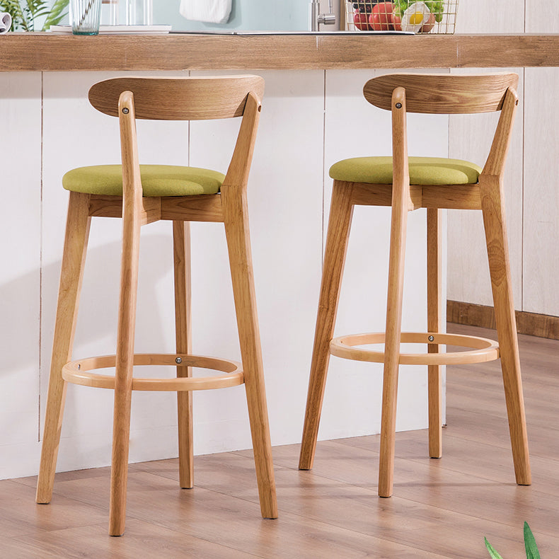 Scandinavian Upholstered Footrest Low Back Stool 27.55'' Beech Bar Stool