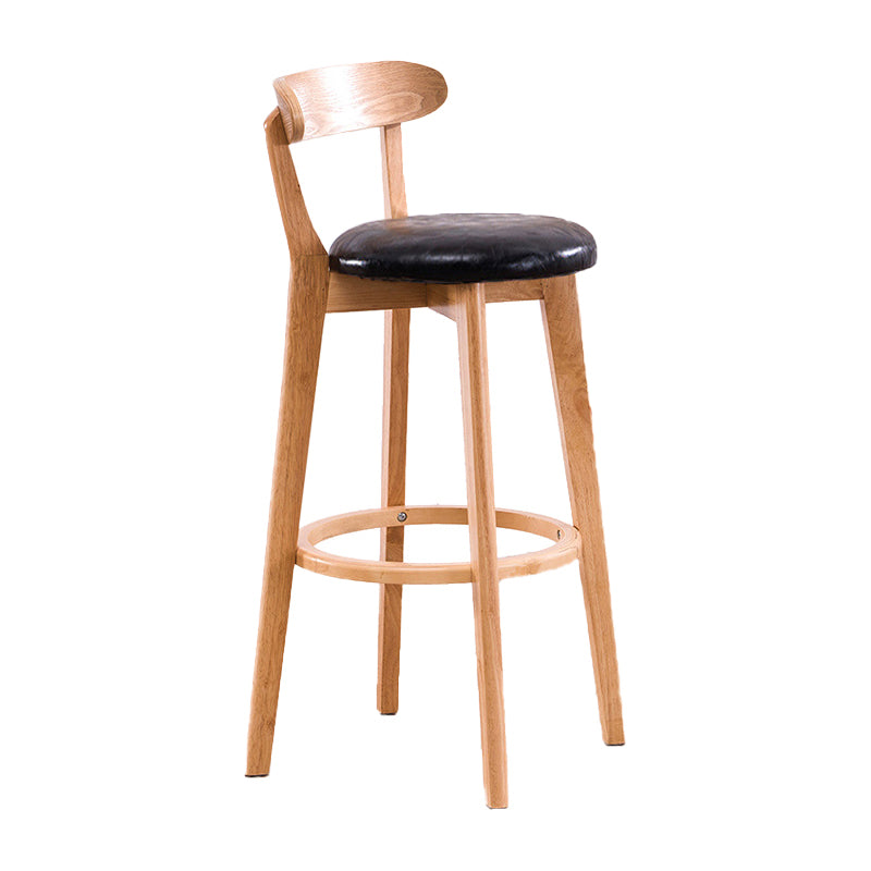 Scandinavian Upholstered Footrest Low Back Stool 27.55'' Beech Bar Stool