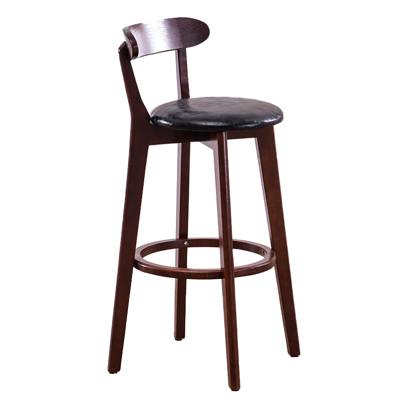 Scandinavian Upholstered Footrest Low Back Stool 27.55'' Beech Bar Stool