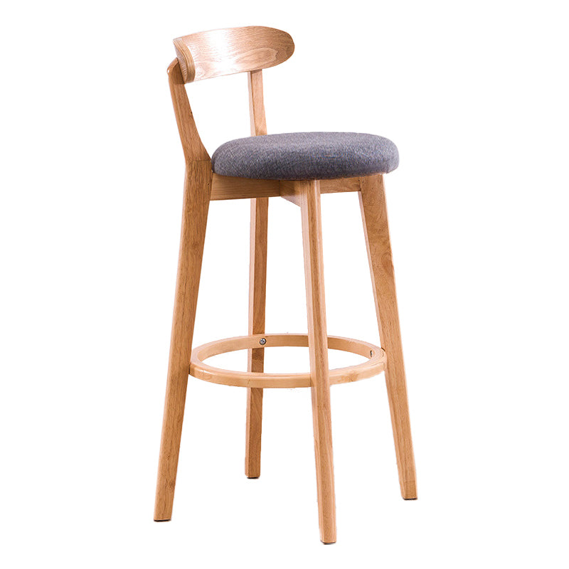 Scandinavian Upholstered Footrest Low Back Stool 27.55'' Beech Bar Stool