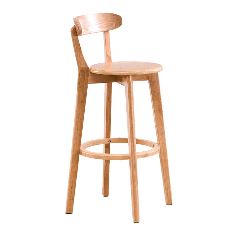 Scandinavian Upholstered Footrest Low Back Stool 27.55'' Beech Bar Stool