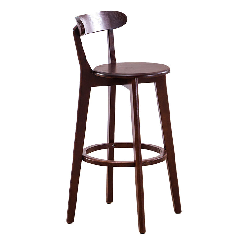 Scandinavian Upholstered Footrest Low Back Stool 27.55'' Beech Bar Stool