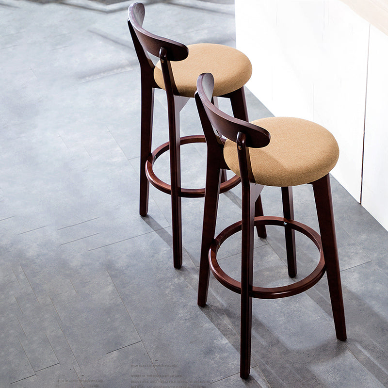 Scandinavian Upholstered Footrest Low Back Stool 27.55'' Beech Bar Stool