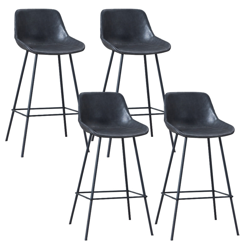 Contemporary Bar-stool PU Leather Counter Bar Stool for Kitchen with 4 Metal Legs
