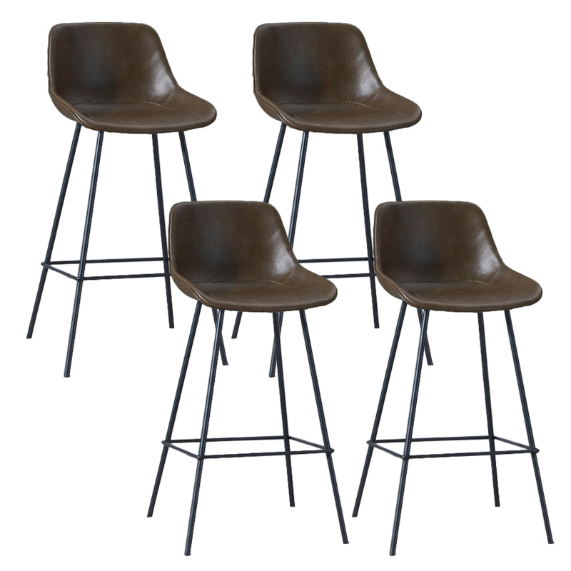 Contemporary Bar-stool PU Leather Counter Bar Stool for Kitchen with 4 Metal Legs