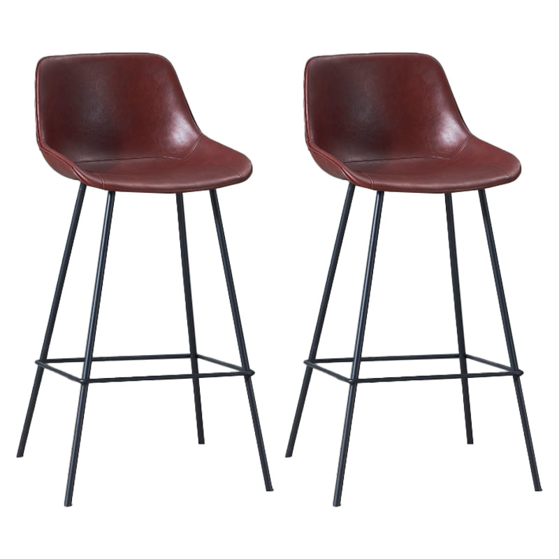 Contemporary Bar-stool PU Leather Counter Bar Stool for Kitchen with 4 Metal Legs