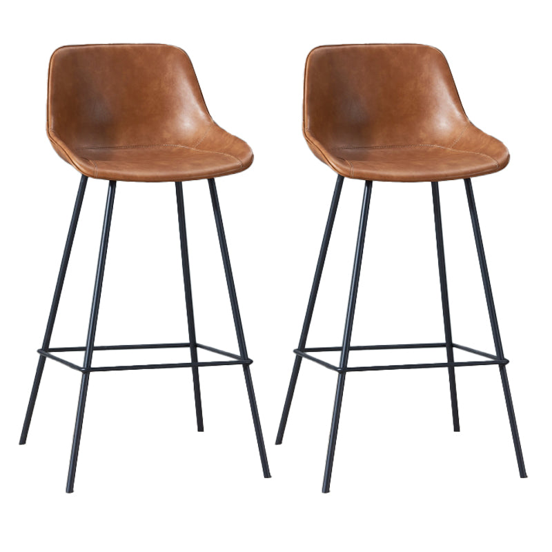 Contemporary Bar-stool PU Leather Counter Bar Stool for Kitchen with 4 Metal Legs
