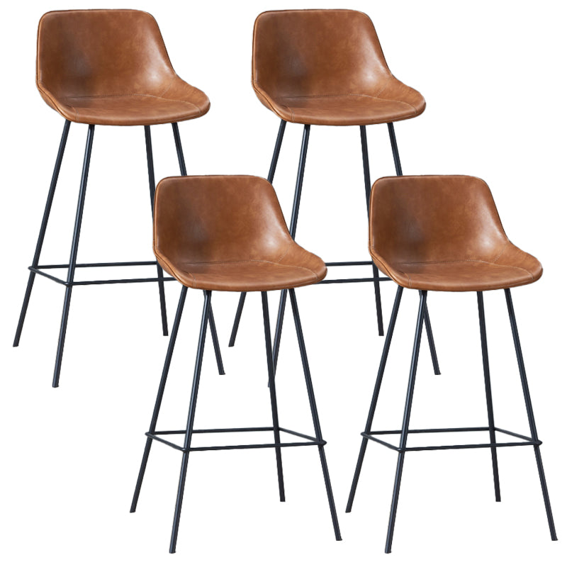 Contemporary Bar-stool PU Leather Counter Bar Stool for Kitchen with 4 Metal Legs