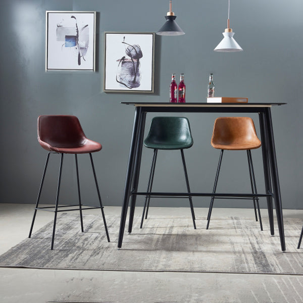 Contemporary Bar-stool PU Leather Counter Bar Stool for Kitchen with 4 Metal Legs