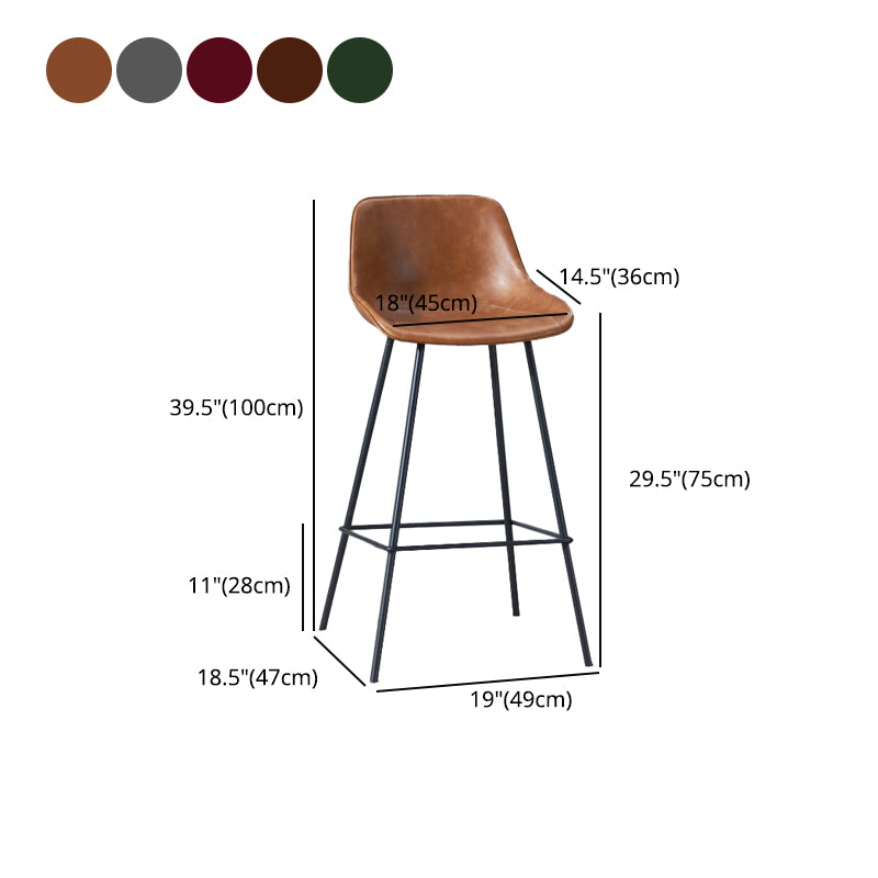 Contemporary Bar-stool PU Leather Counter Bar Stool for Kitchen with 4 Metal Legs