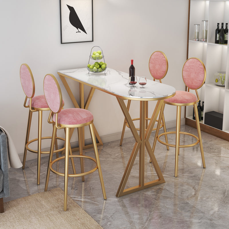 Glam 1/2/3/5 Pieces Sintered Stone Bar Table Set Fixed Table Counter Set for Dining Room