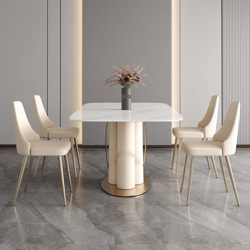 Luxury Sintered Stone Top Dining Set Rectangle 1/4/5/7 Pieces Dinette Table Set