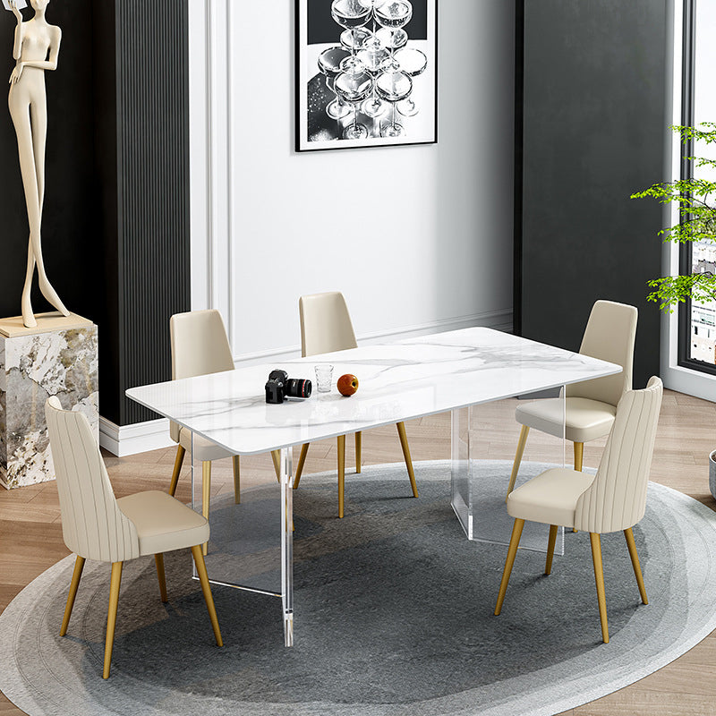 Modern Rectangle Sintered Stone Dining Table Set 1/2/5/6/7 Pieces Dining Set
