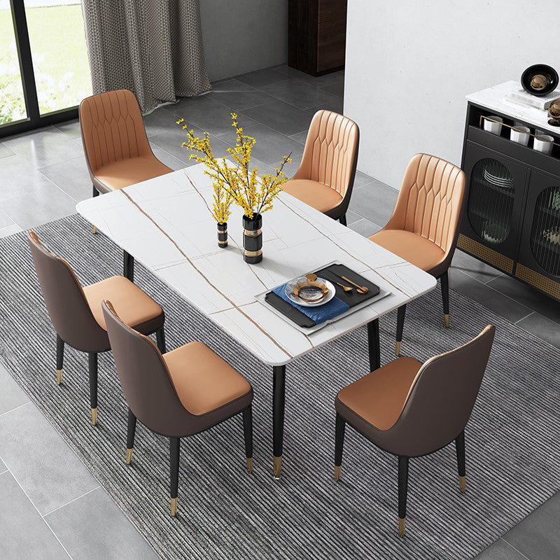 Glam Rectangle Dinette Set 1/2/5/7 Pieces Dining Table Set with Sintered Stone Top