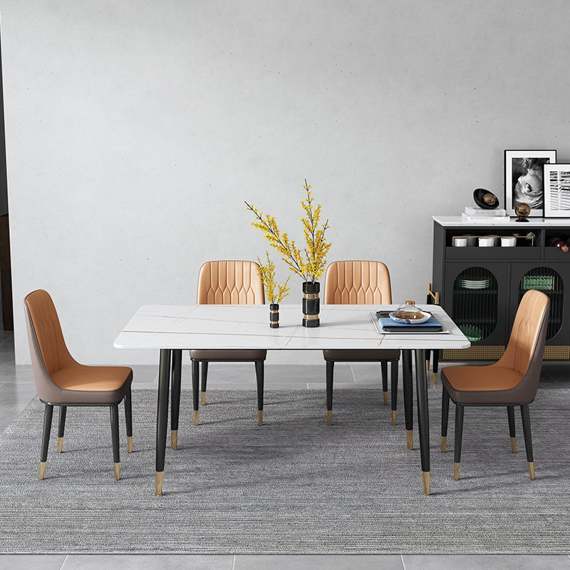 Glam Rectangle Dinette Set 1/2/5/7 Pieces Dining Table Set with Sintered Stone Top