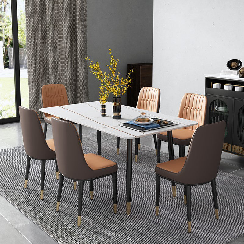 Glam Rectangle Dinette Set 1/2/5/7 Pieces Dining Table Set with Sintered Stone Top