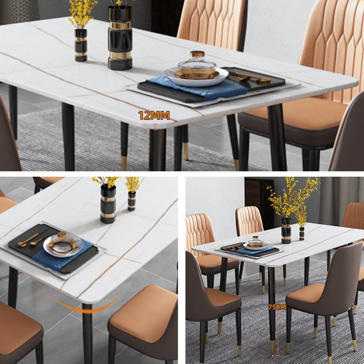 Glam Rectangle Dinette Set 1/2/5/7 Pieces Dining Table Set with Sintered Stone Top