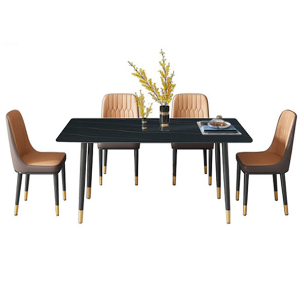 Glam Rectangle Dinette Set 1/2/5/7 Pieces Dining Table Set with Sintered Stone Top