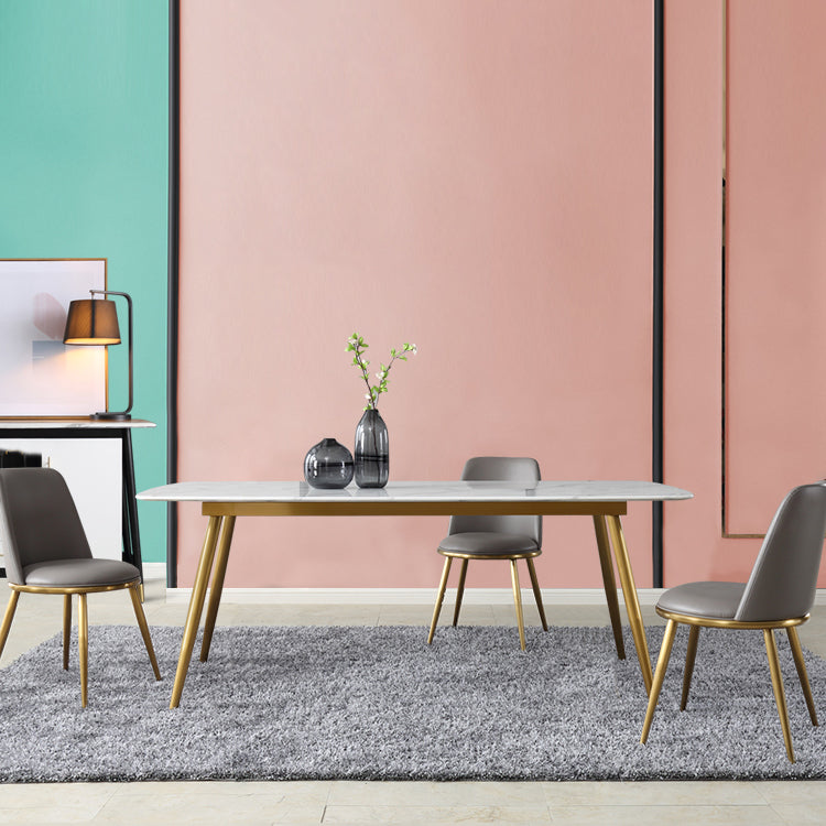 Designer Style Sintered Stone Top Dining Set Rectangle 1/4/5/7 Pieces Dinette Table Set