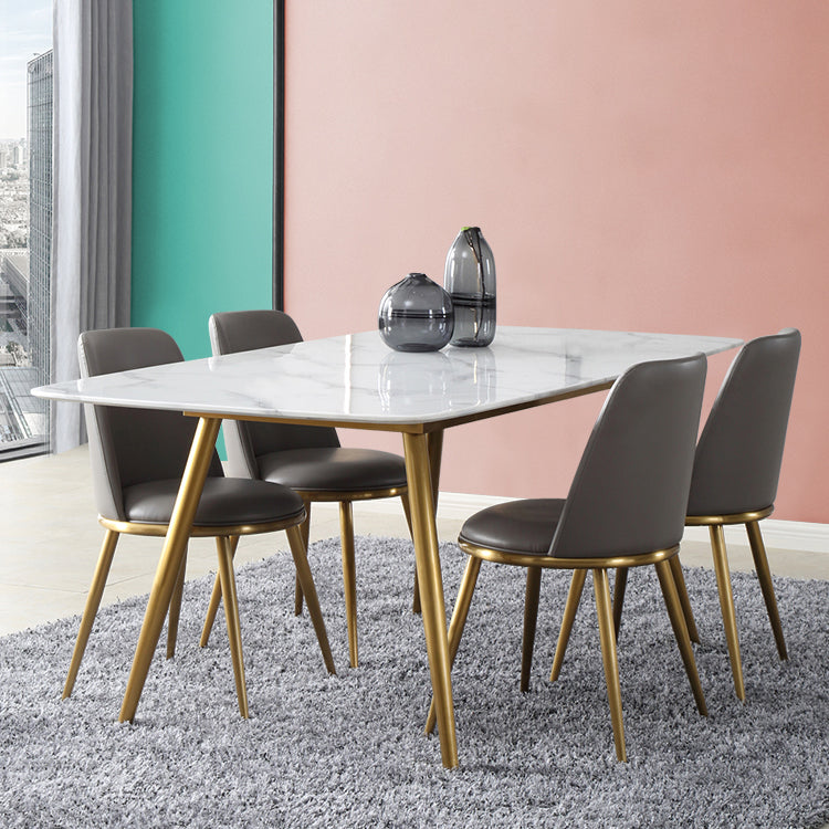 Designer Style Sintered Stone Top Dining Set Rectangle 1/4/5/7 Pieces Dinette Table Set