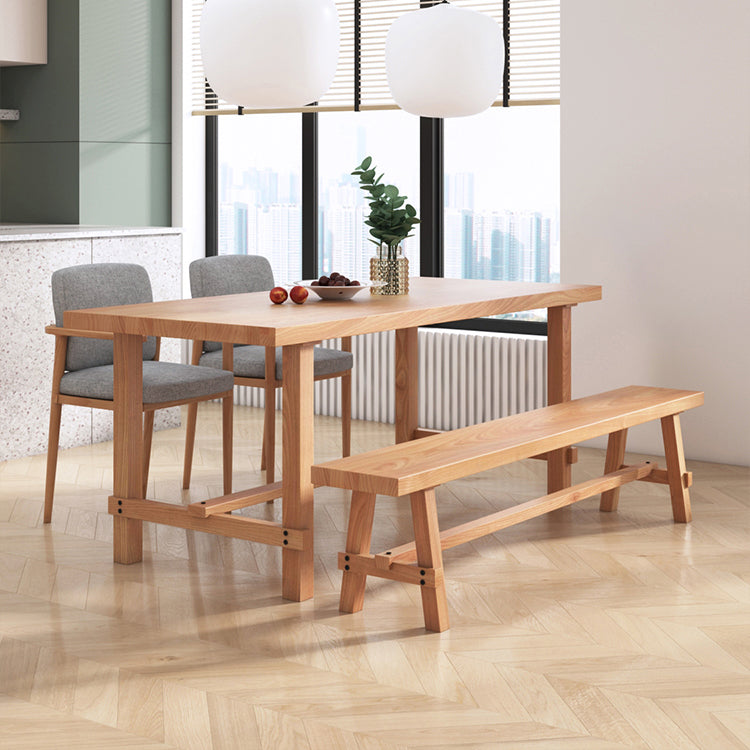 Rectangle Pine Wood Table for Restaurant Modern Dining Table with Trestle Base