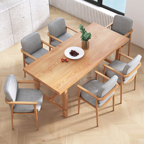 Rectangle Pine Wood Table for Restaurant Modern Dining Table with Trestle Base