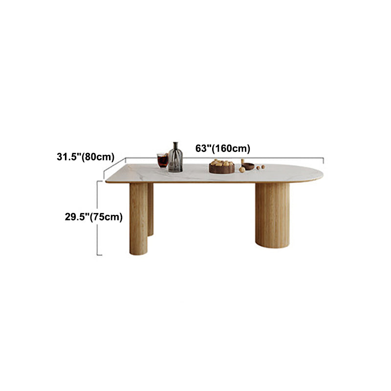 Stone Top Dining Table Traditional Luxury Dining Table with 3 Wood Legs