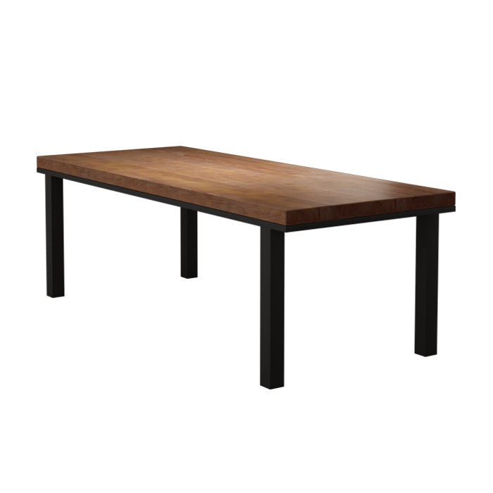 Industrial Brown Table for Restaurant Dining Table with Black Metal 4 Legs