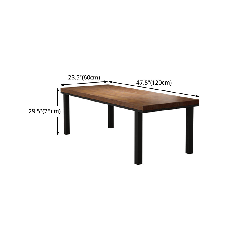 Industrial Brown Table for Restaurant Dining Table with Black Metal 4 Legs