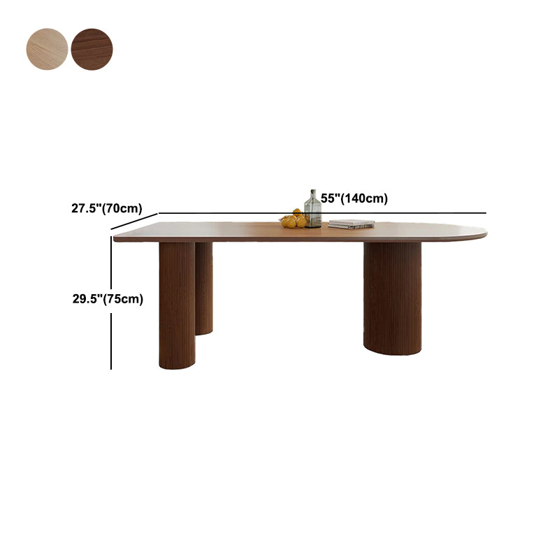 Modern Simple Solid Wood Table for Restaurant Oval Table with Three Pedestal