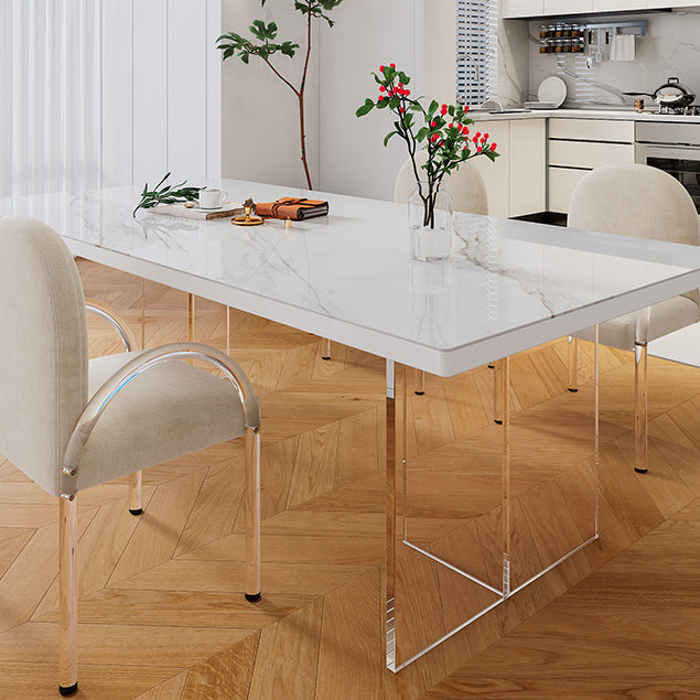 Modern Style Dining Table Rectangle Table with Acrylic Base for Home