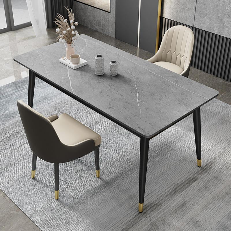 Black Metal 4 Legs Dining Room Table Traditional Luxury Rectangle Dining Table