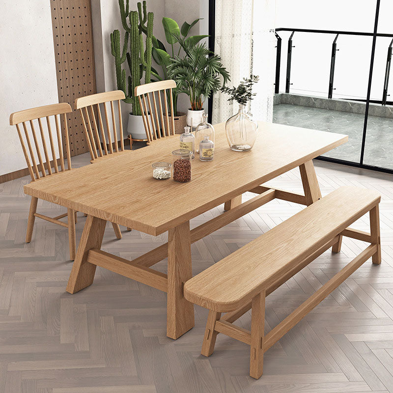 Rectangle Dining Table Contemporary Style Solid Wood Dinner Table for  Kitchen Home