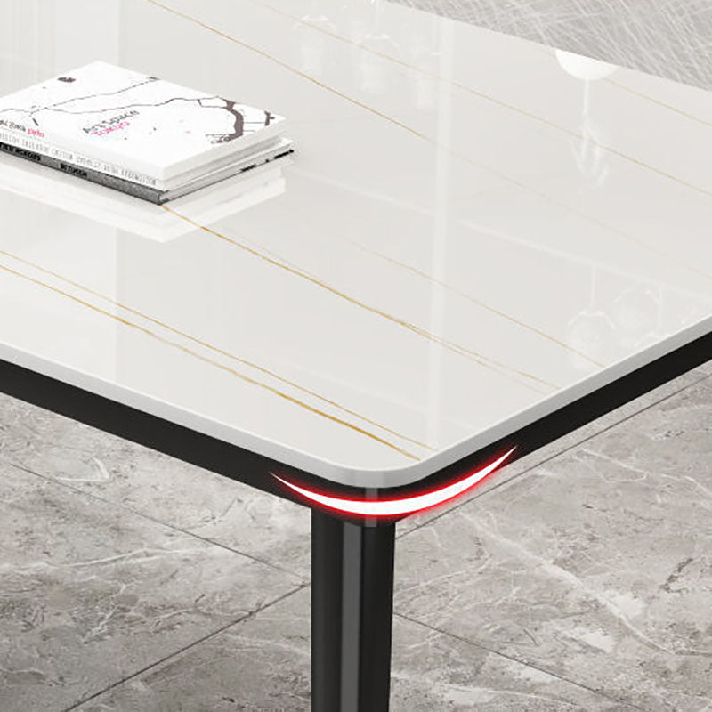 Modern White Marble Counter Table Rectangle Dining Table for Kitchen