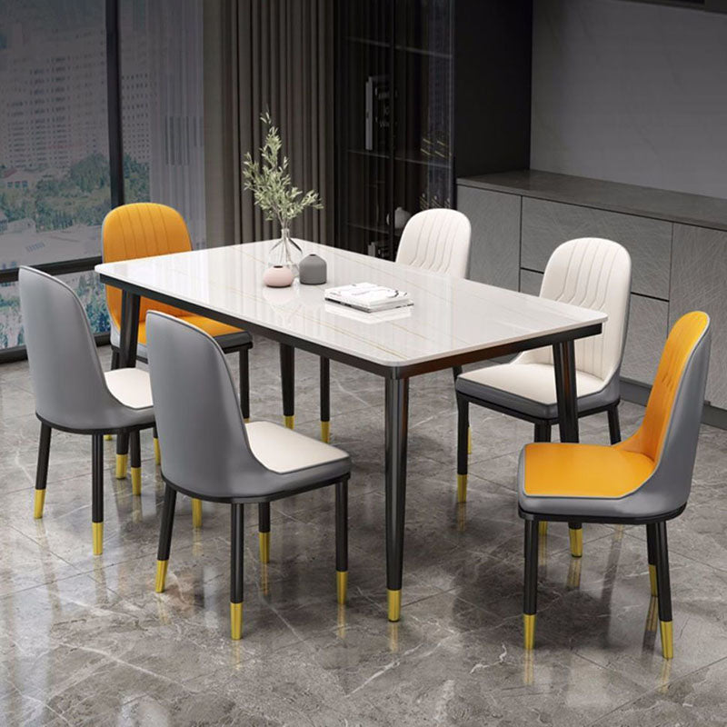 Modern White Marble Counter Table Rectangle Dining Table for Kitchen