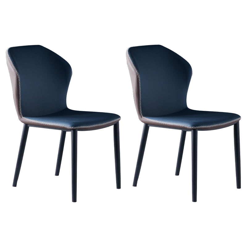 Modern Style Wingback Side Chair Armless Faux Leather Dining Chair for Home Use
