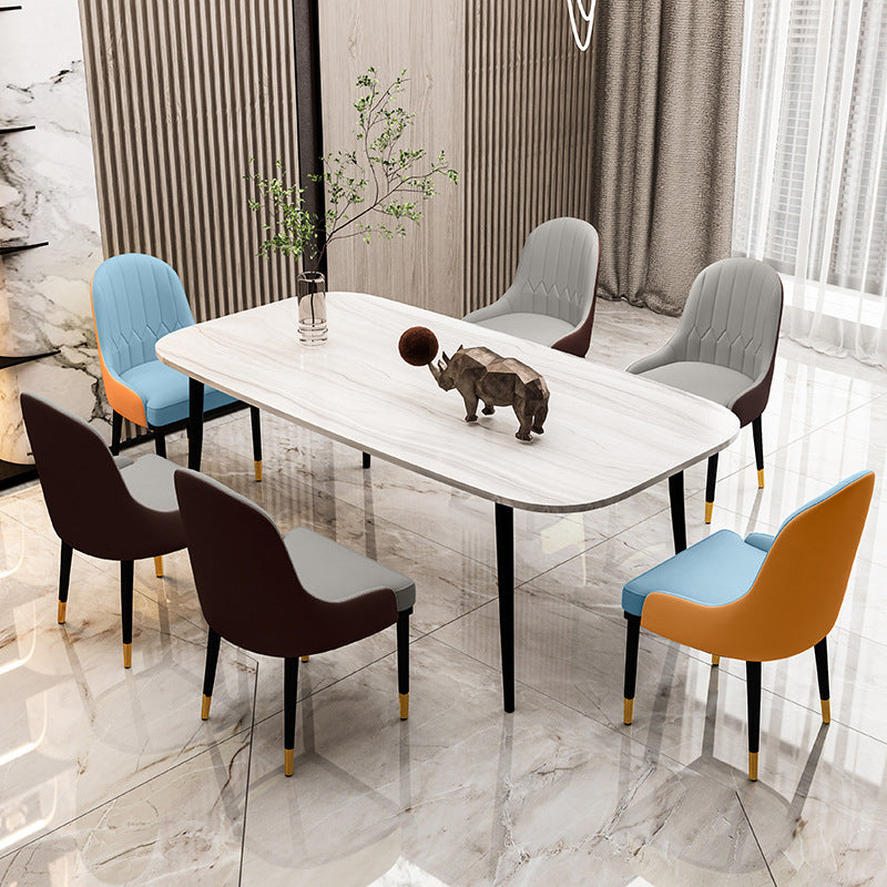 Glam Faux Leather Dining Chairs Metal Arm Dining Room Chairs for Restaurant Use