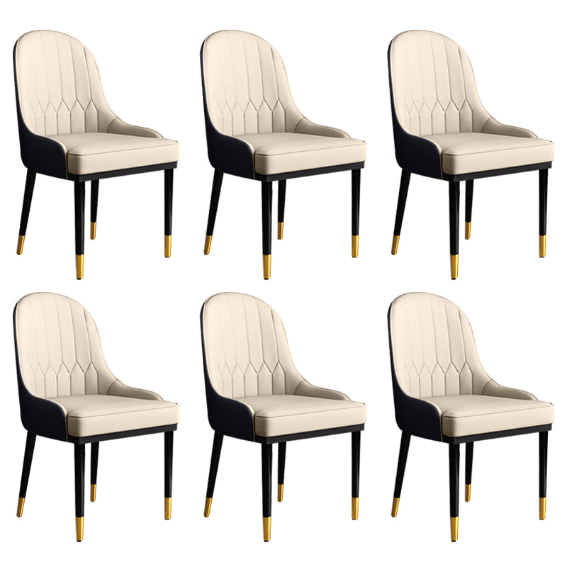 Glam Faux Leather Dining Chairs Metal Arm Dining Room Chairs for Restaurant Use