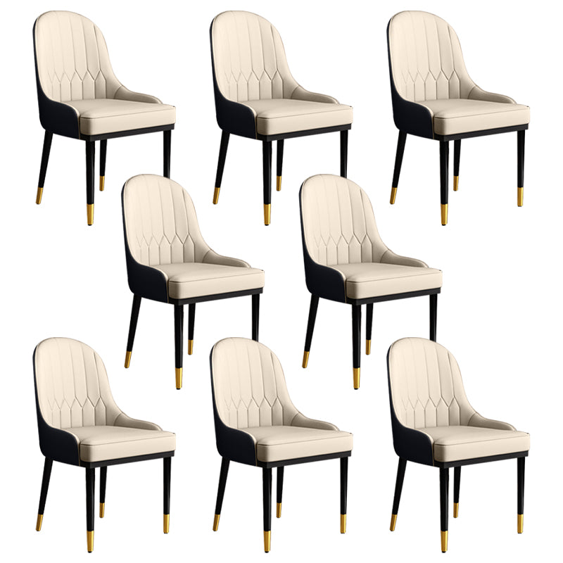Glam Faux Leather Dining Chairs Metal Arm Dining Room Chairs for Restaurant Use