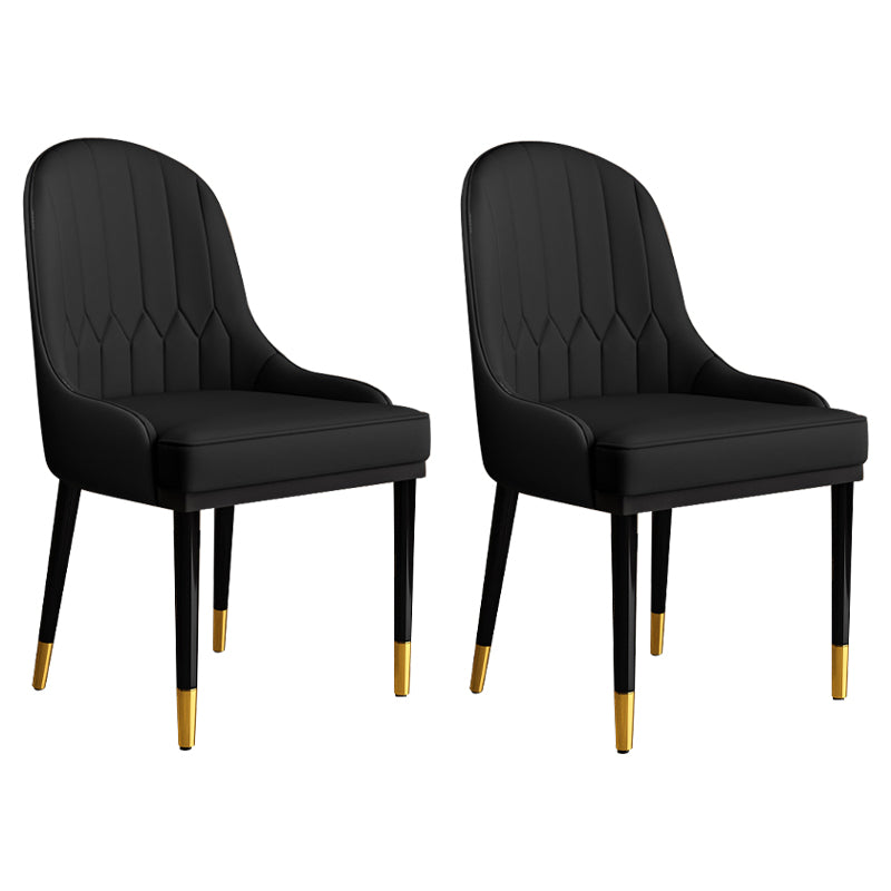 Glam Faux Leather Dining Chairs Metal Arm Dining Room Chairs for Restaurant Use