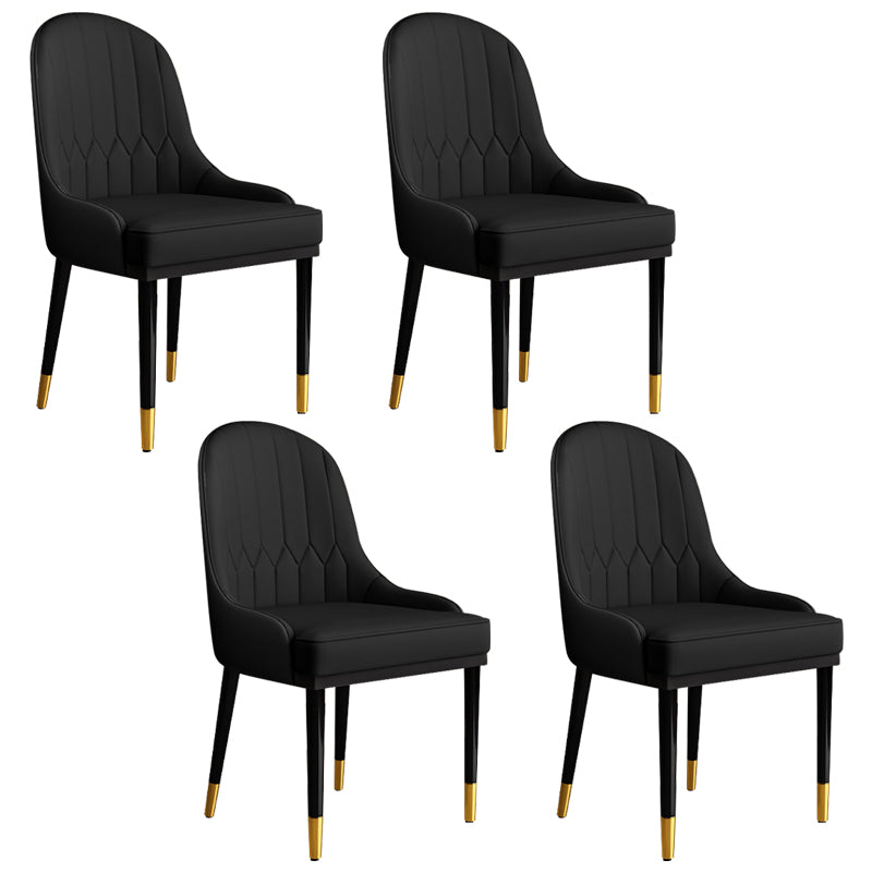 Glam Faux Leather Dining Chairs Metal Arm Dining Room Chairs for Restaurant Use