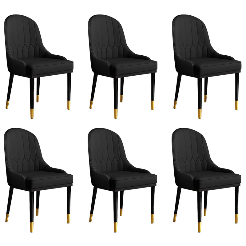 Glam Faux Leather Dining Chairs Metal Arm Dining Room Chairs for Restaurant Use