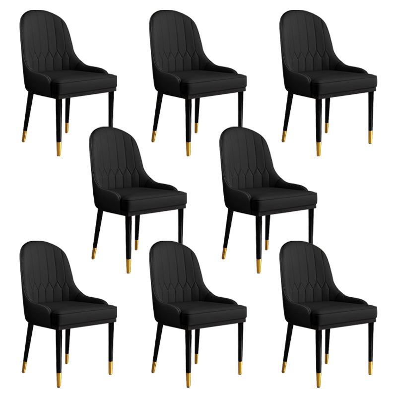 Glam Faux Leather Dining Chairs Metal Arm Dining Room Chairs for Restaurant Use