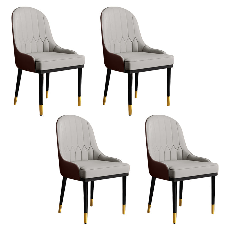 Glam Faux Leather Dining Chairs Metal Arm Dining Room Chairs for Restaurant Use