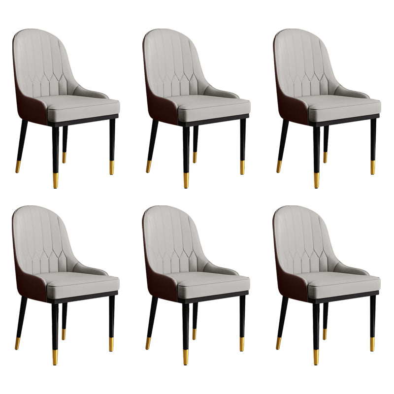 Glam Faux Leather Dining Chairs Metal Arm Dining Room Chairs for Restaurant Use