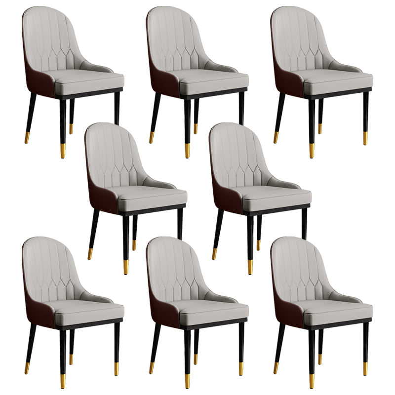 Glam Faux Leather Dining Chairs Metal Arm Dining Room Chairs for Restaurant Use