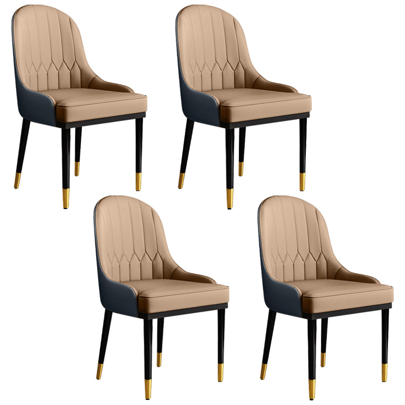 Glam Faux Leather Dining Chairs Metal Arm Dining Room Chairs for Restaurant Use