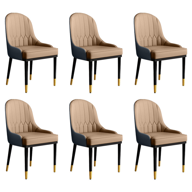 Glam Faux Leather Dining Chairs Metal Arm Dining Room Chairs for Restaurant Use