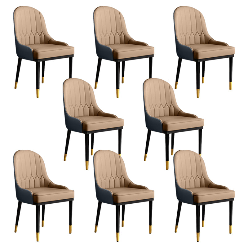 Glam Faux Leather Dining Chairs Metal Arm Dining Room Chairs for Restaurant Use
