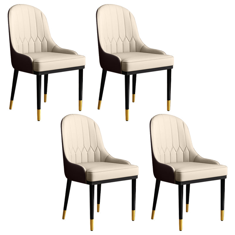 Glam Faux Leather Dining Chairs Metal Arm Dining Room Chairs for Restaurant Use
